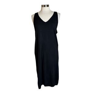 Grade and Gather Black Sleeveless V-Neck Knit Midi Dress Women’s Size Large New‎